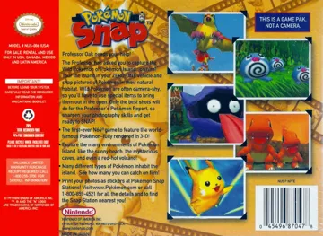 Pokemon Snap (USA) box cover back